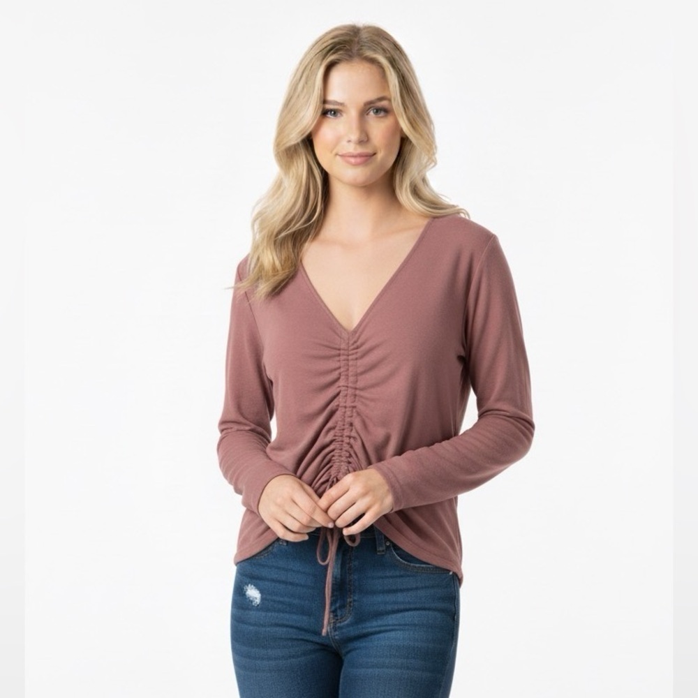 Love Tree dusty rose cinched knit top size medium